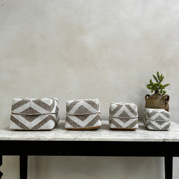 Handwoven beaded storage box | Rani