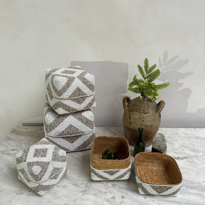Handwoven beaded storage box | Rani