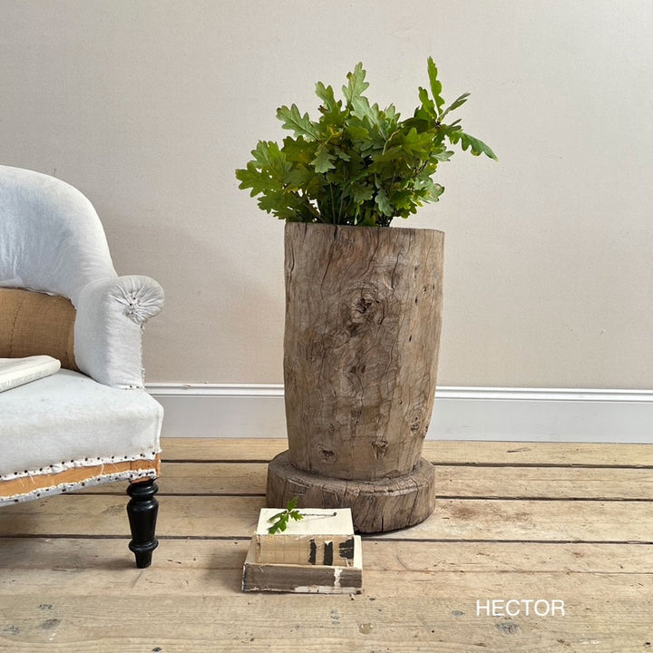 XL Antique Rustic Wooden Mortar