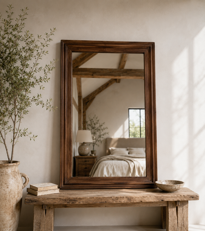 Antique Rustic Wooden Wall Mirror | Priya