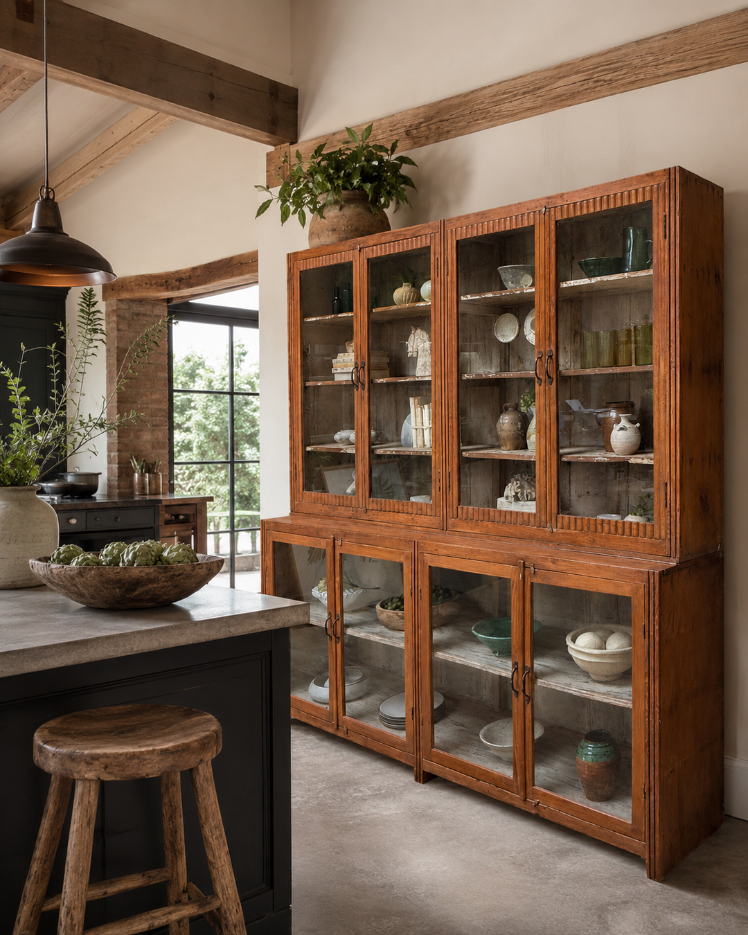 Large vintage glazed wooden display cabinet | Artie