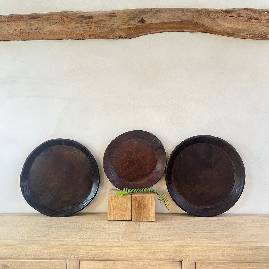 Extra Large Antique Wooden African Plates