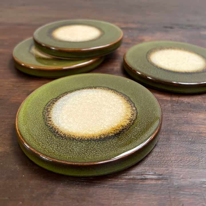Stoneware Glazed Coasters Moss