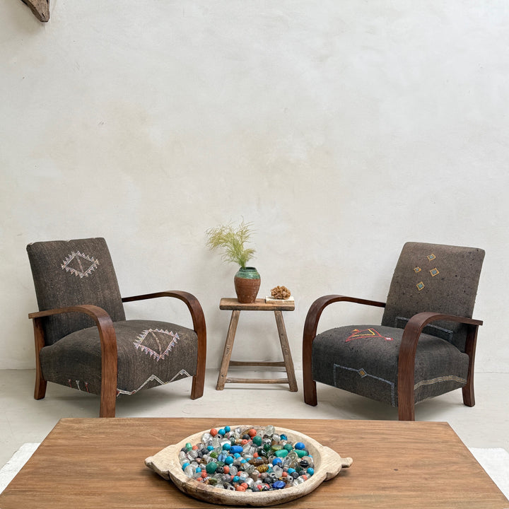 Antique Handwoven Kilim Armchair