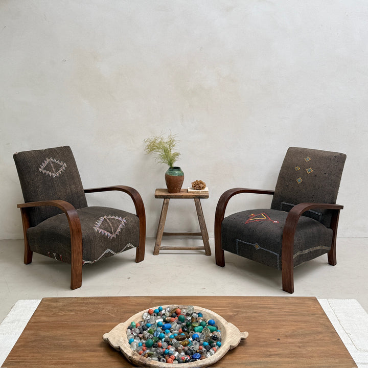 Antique Handwoven Kilim Armchair
