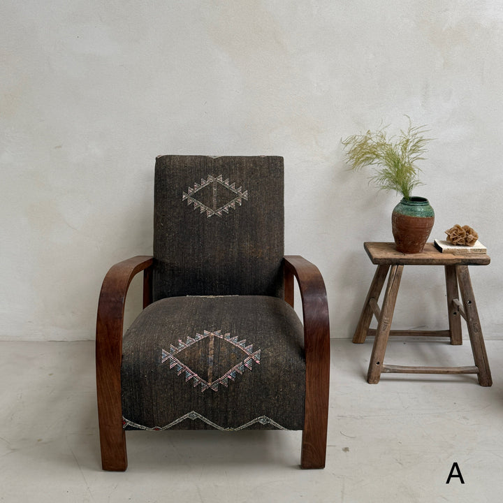 Antique Handwoven Kilim Armchair