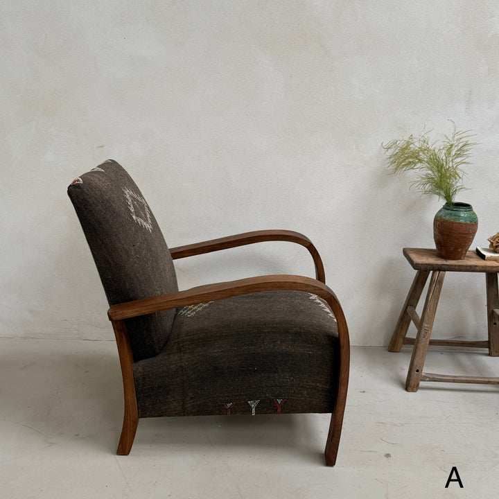 Antique Handwoven Kilim Armchair