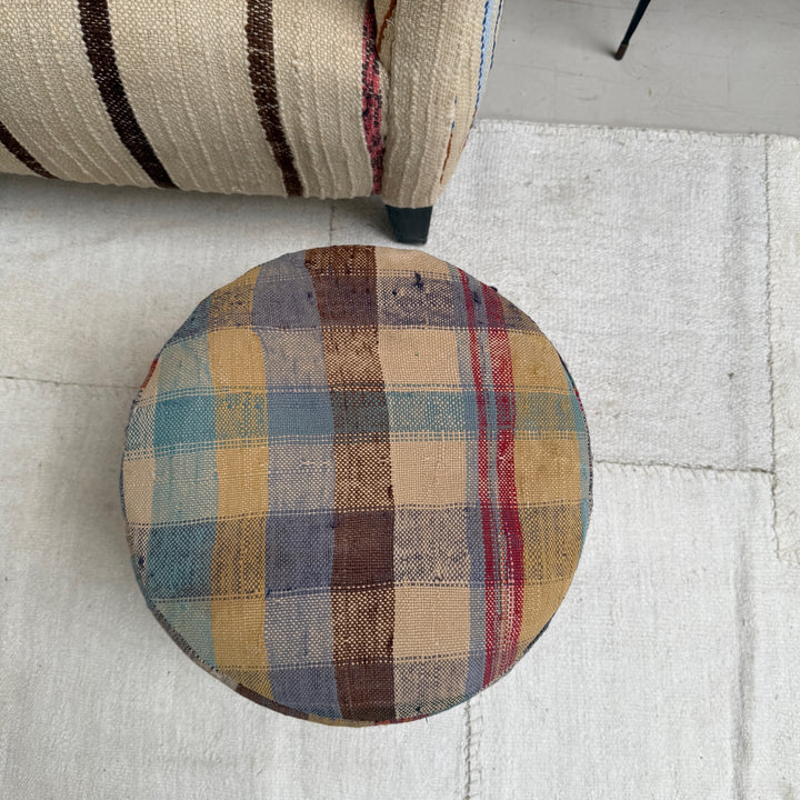 Vintage Moroccan Round Floor Pouf | Small