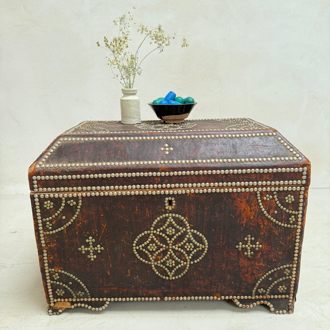 Vintage Studded Leather Trunk | Zola