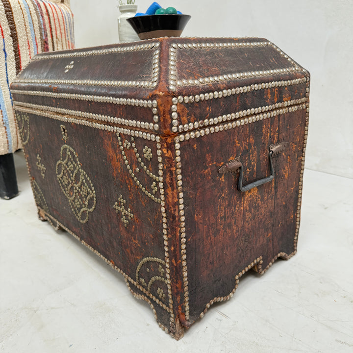 Vintage Studded Leather Trunk | Zola