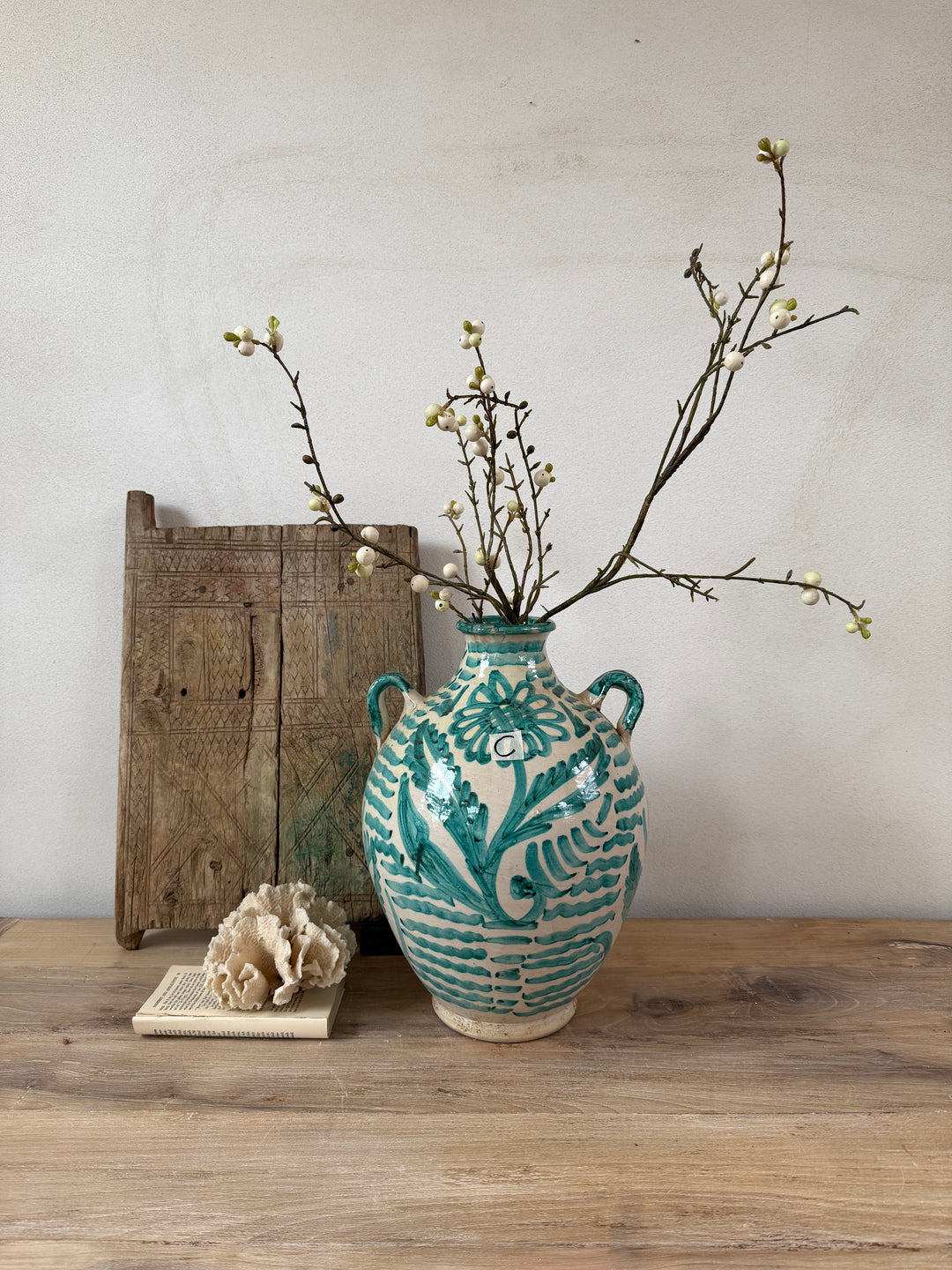 Moroccan large Fez vase with floral motif