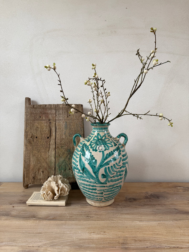 Moroccan large Fez vase with floral motif