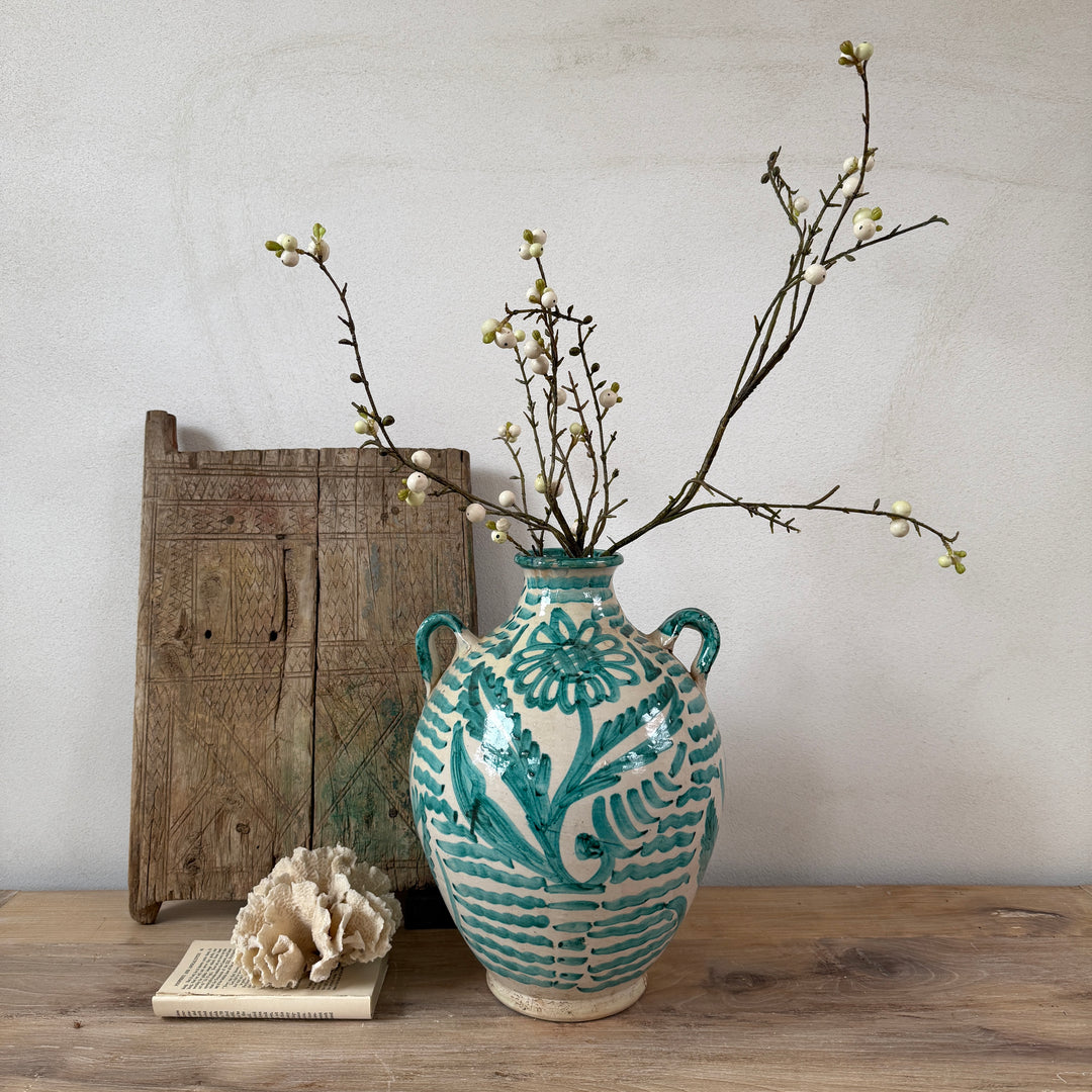 Moroccan large Fez vase with floral motif