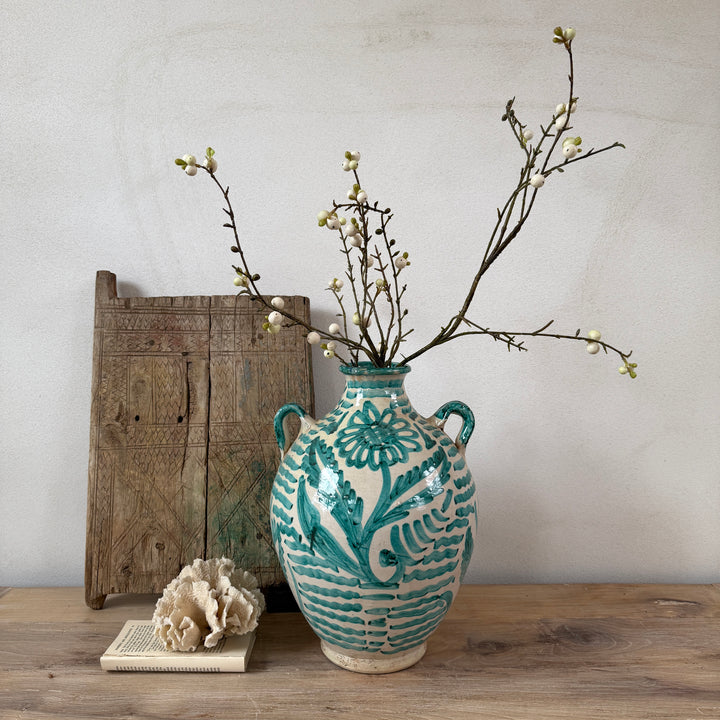 Moroccan large Fez vase with floral motif