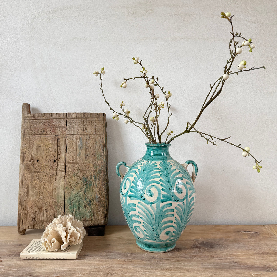 Moroccan large Fez vase with floral motif