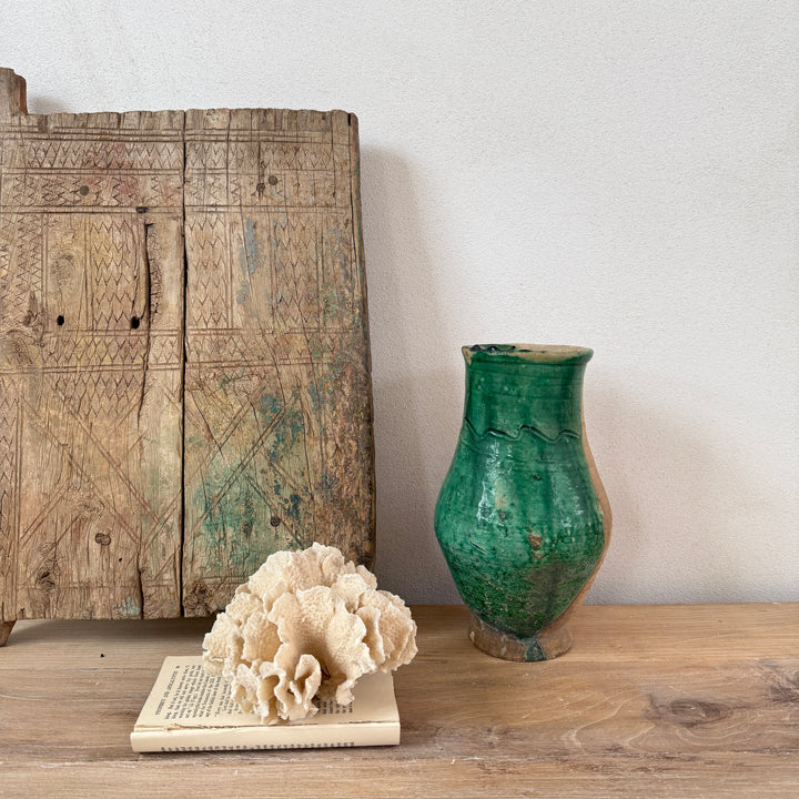 Vintage Moroccan vase half green