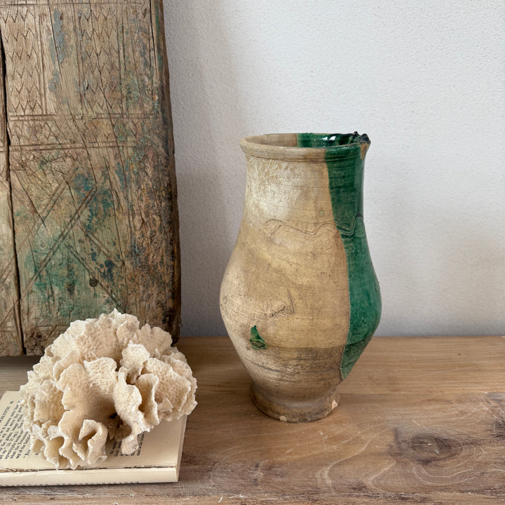 Vintage Moroccan vase half green