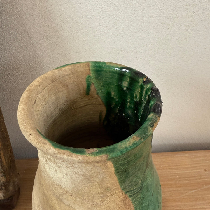 Vintage Moroccan vase half green