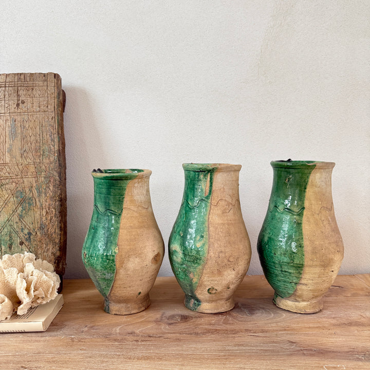 Vintage Moroccan vase half green