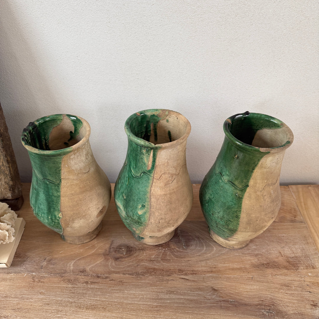Vintage Moroccan vase half green