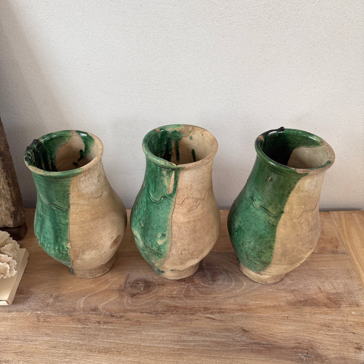 Vintage Moroccan vase half green