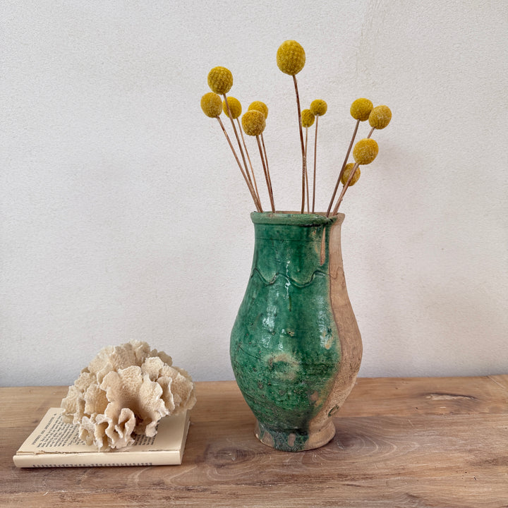 Vintage Moroccan vase half green