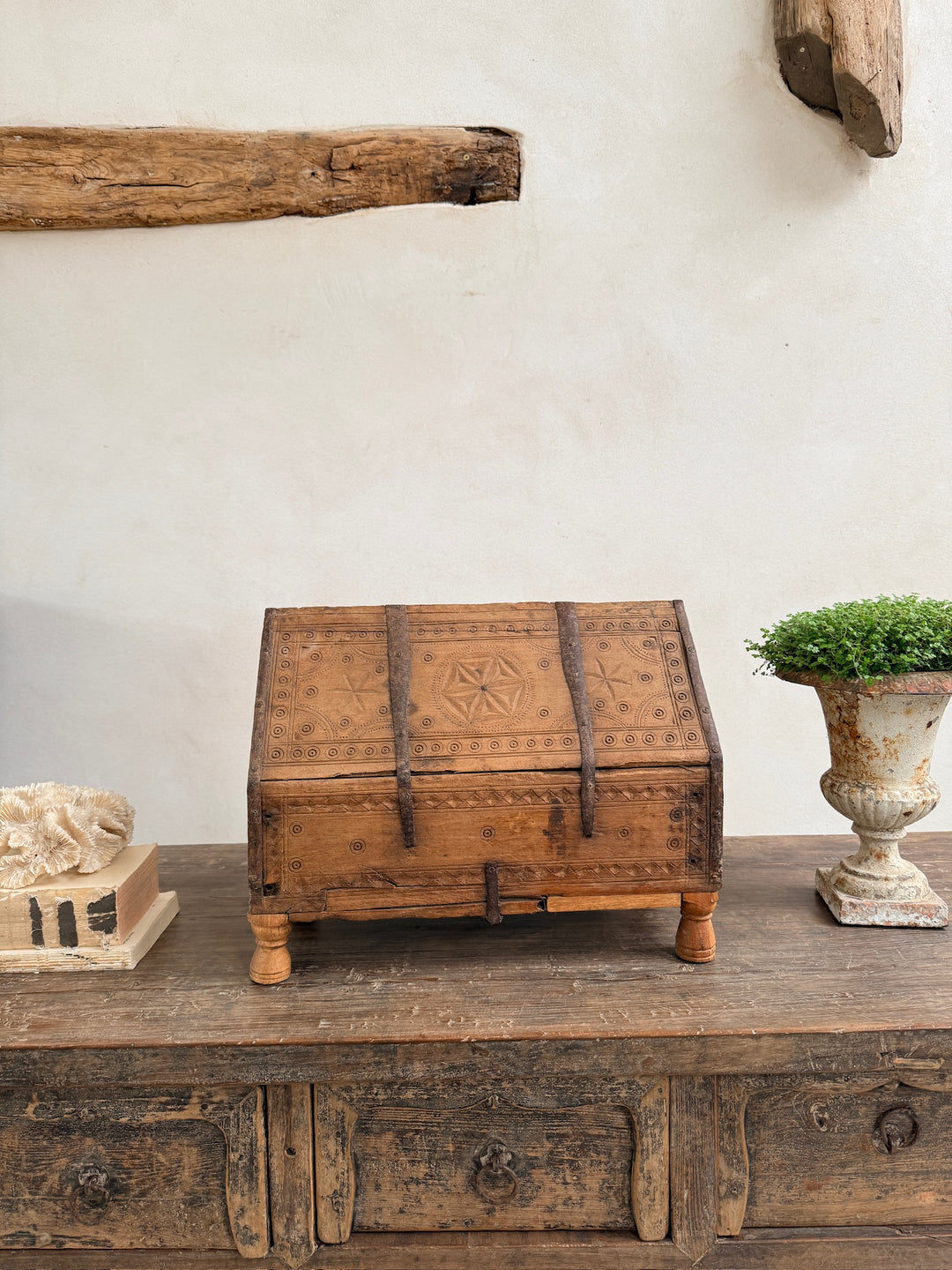 Anique Indian Hand carved Dowry Chest | Aisha