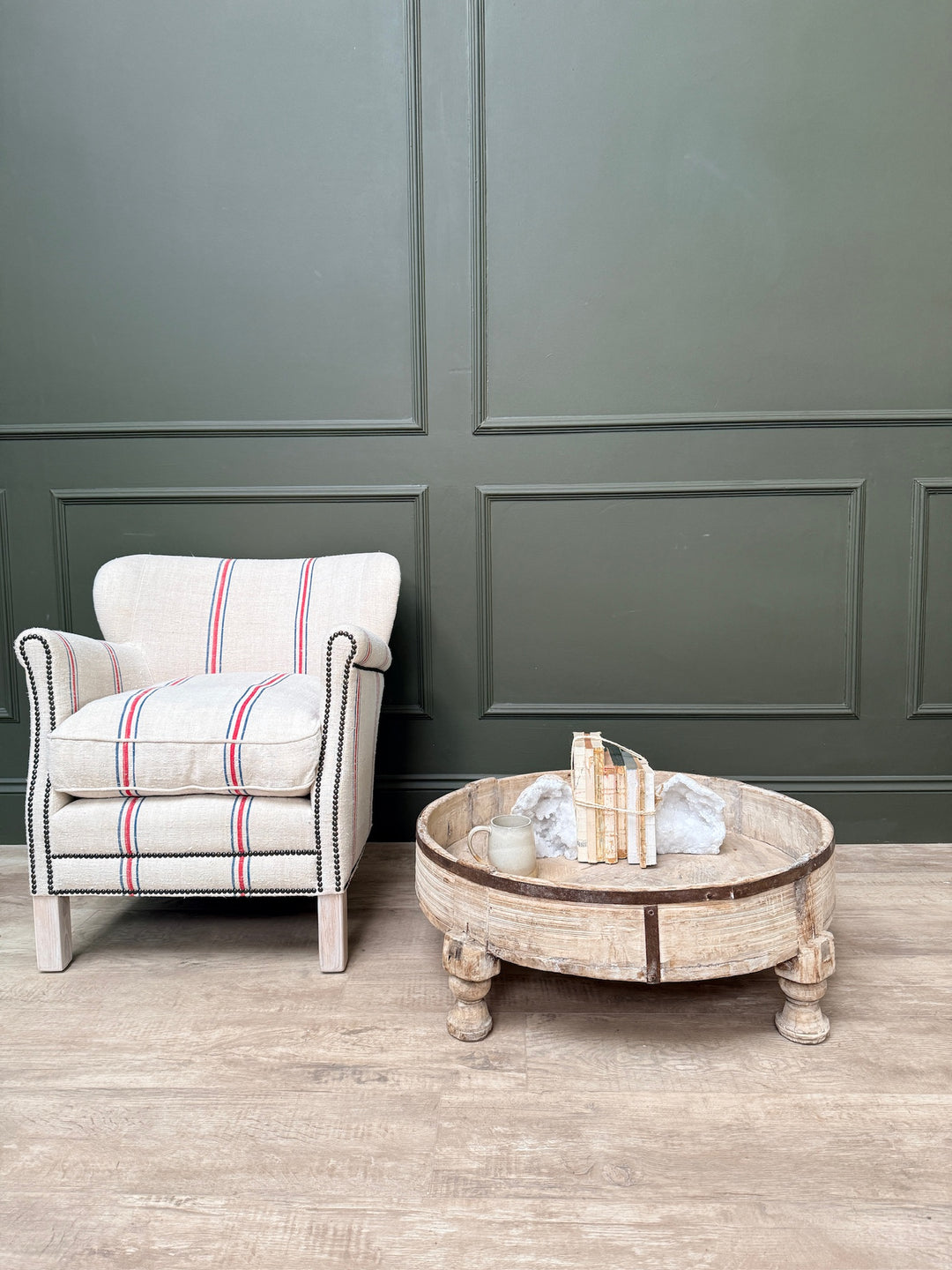 Antique Carved Round Chakki Coffee Table | Noah