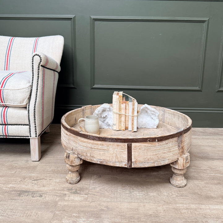Antique Carved Round Chakki Coffee Table | Noah