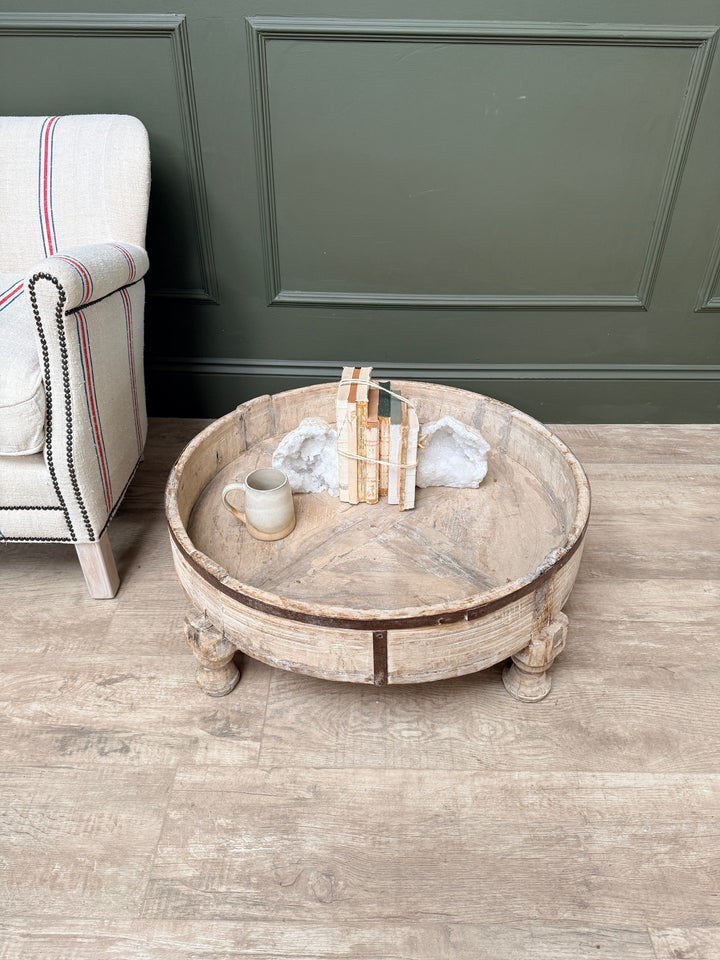 Antique Carved Round Chakki Coffee Table | Noah