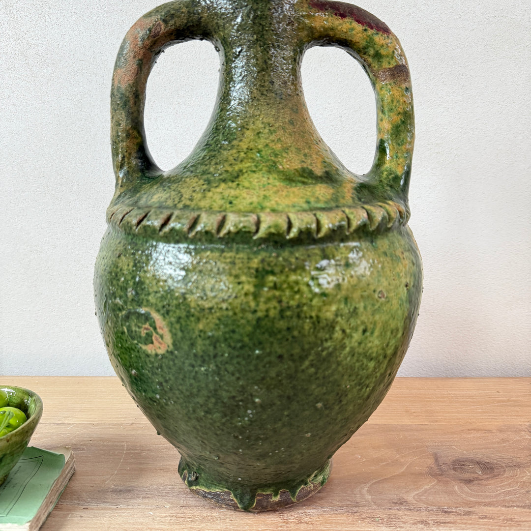 Vintage Moroccan decorative green vase