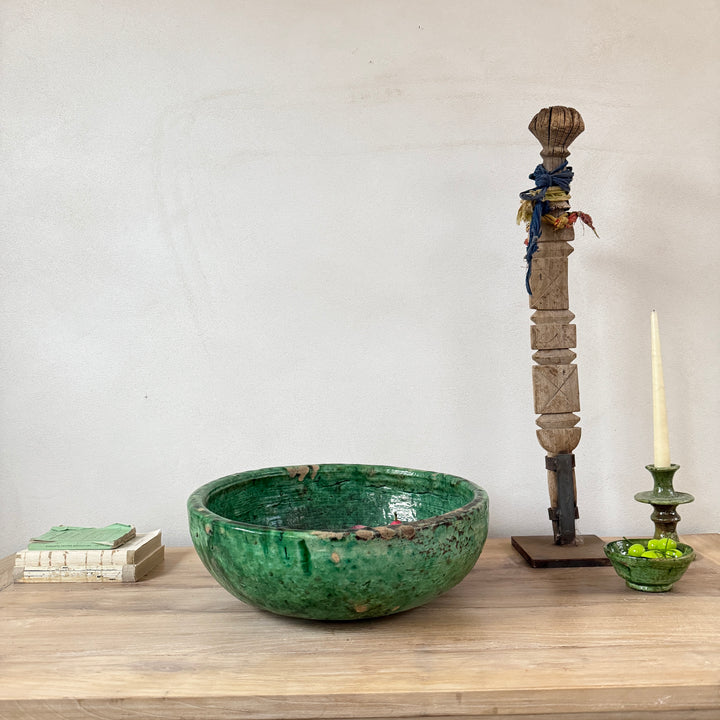 Green decorative Moroccan bowl | XL