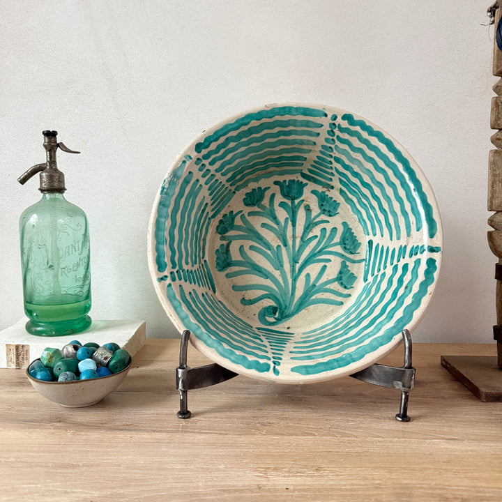 Vintage turquiose embelished bowl from Fez