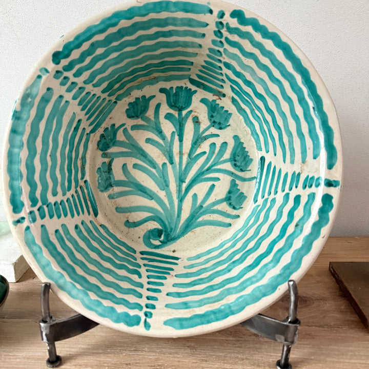 Vintage turquiose embelished bowl from Fez