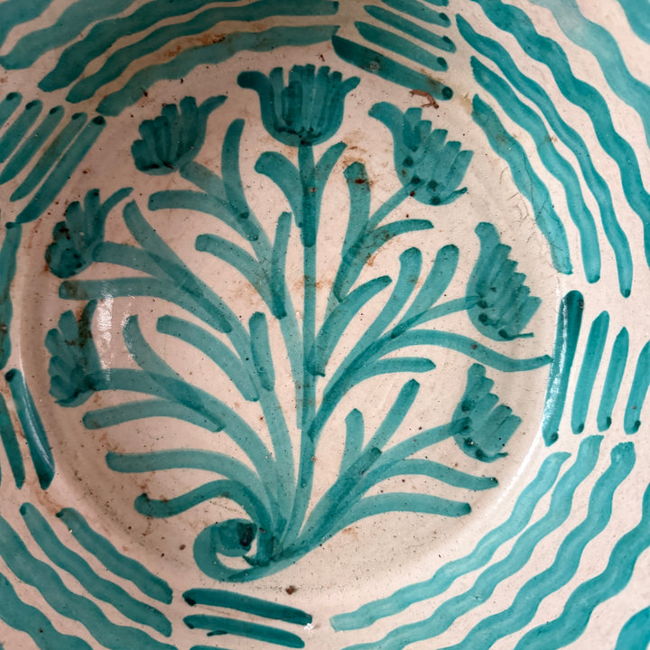 Vintage turquiose embelished bowl from Fez