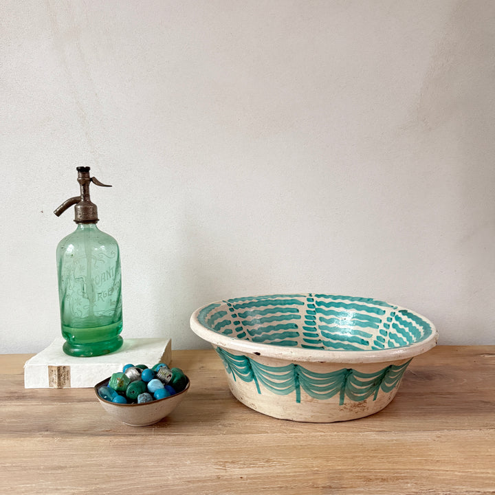 Vintage turquiose embelished bowl from Fez