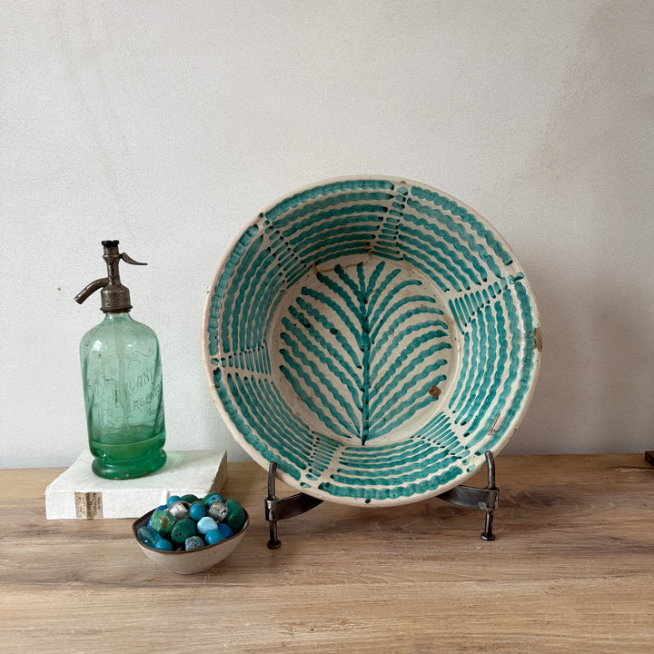 Vintage turquiose embelished bowl from Fez