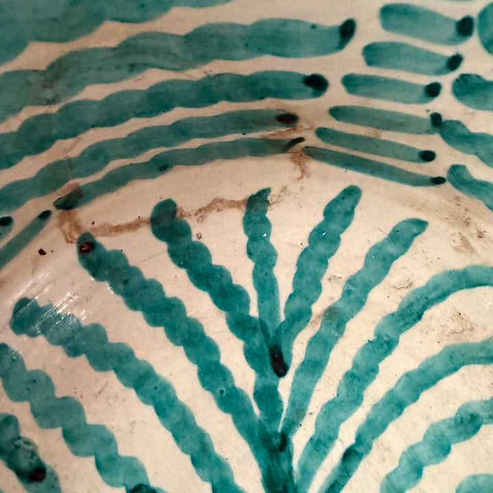 Vintage turquiose embelished bowl from Fez
