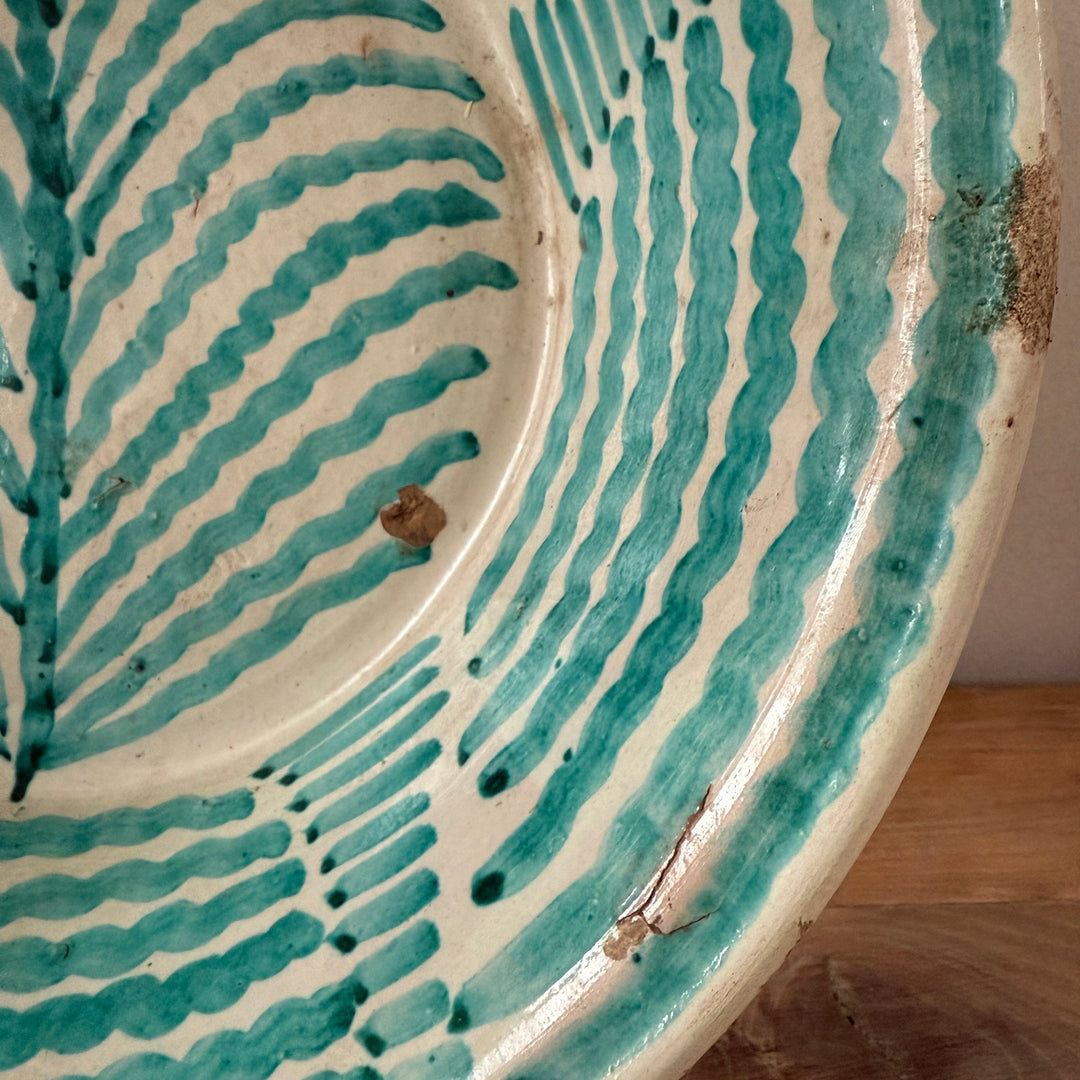 Vintage turquiose embelished bowl from Fez