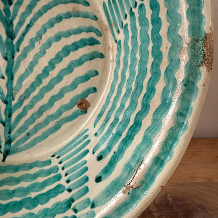 Vintage turquiose embelished bowl from Fez
