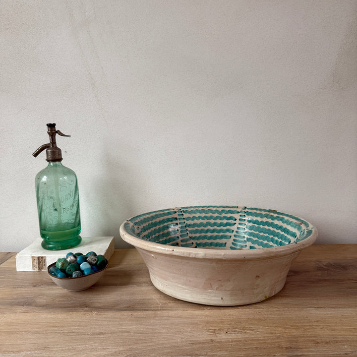 Vintage turquiose embelished bowl from Fez