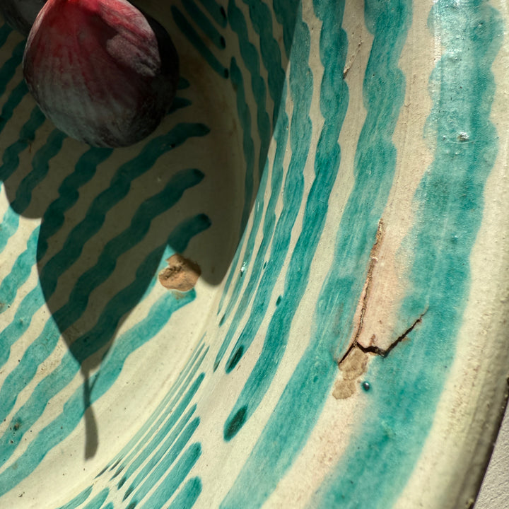 Vintage turquiose embelished bowl from Fez