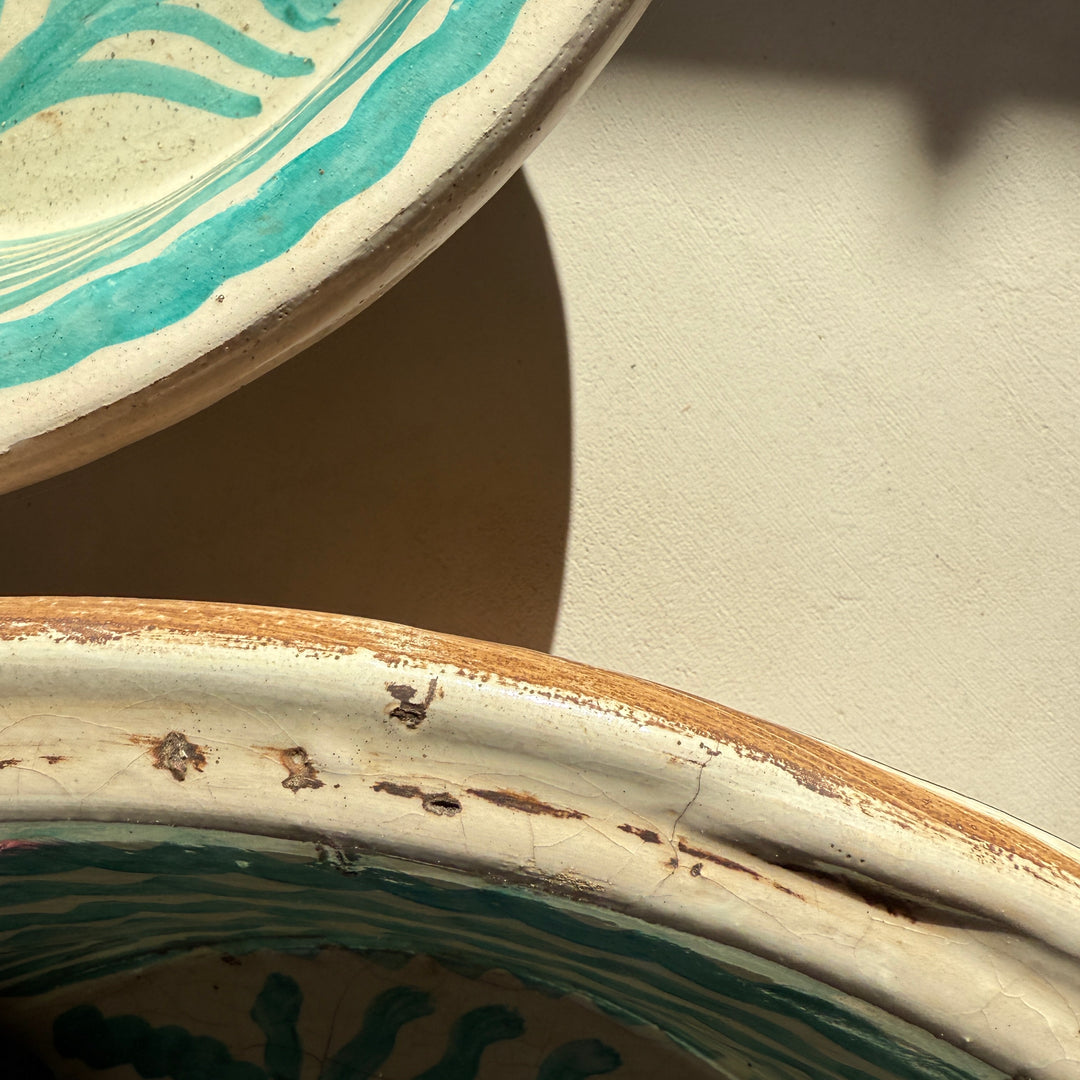 Vintage turquiose embelished bowl from Fez