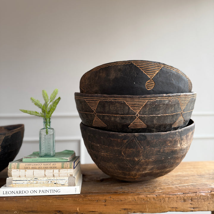 Etched Antique Moroccan bowl large