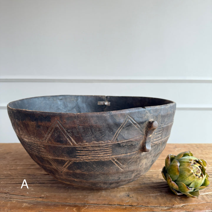 Etched Antique Moroccan bowl large