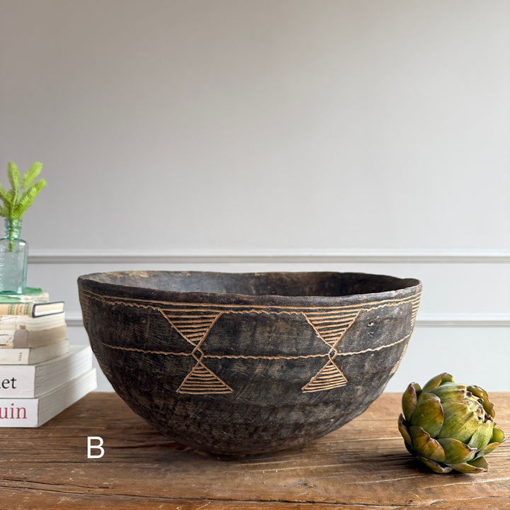 Etched Antique Moroccan bowl large