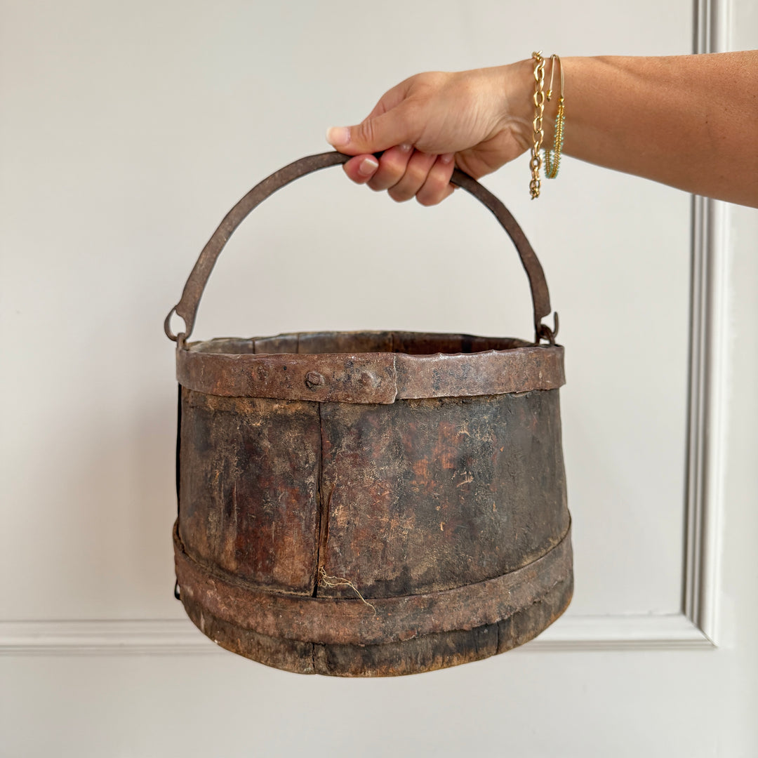 Antique Wood & Brass Grain Measure | Bushel