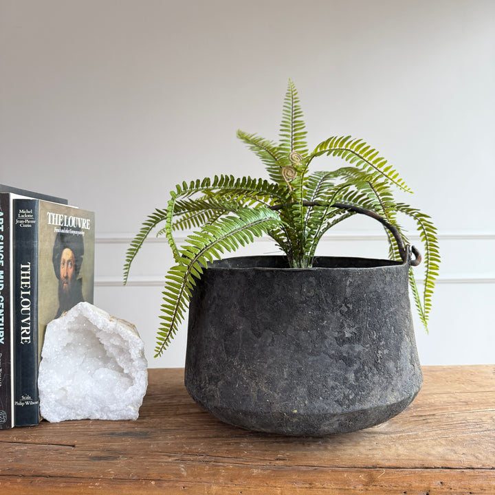Vintage Copper Cauldron Planter A