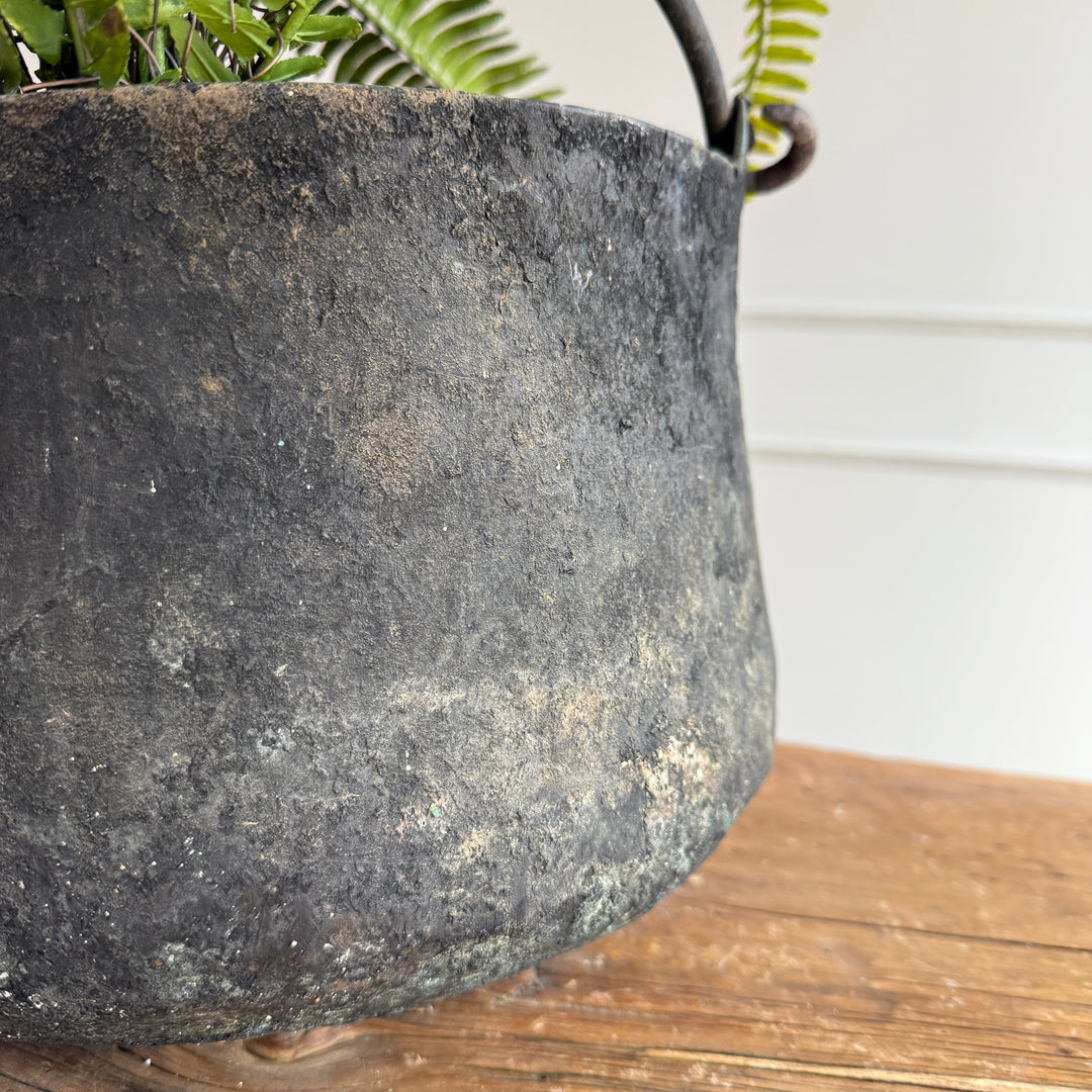 Vintage Copper Cauldron Planter A