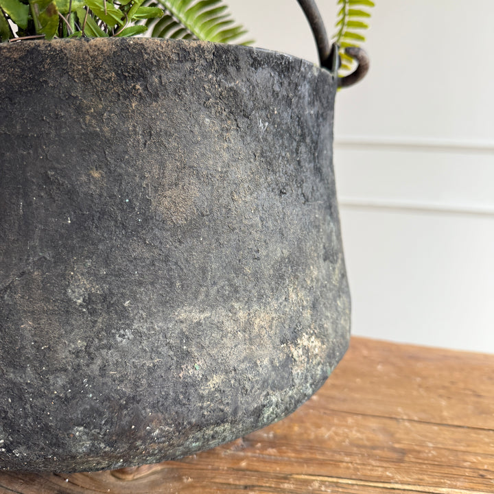 Vintage Copper Cauldron Planter A